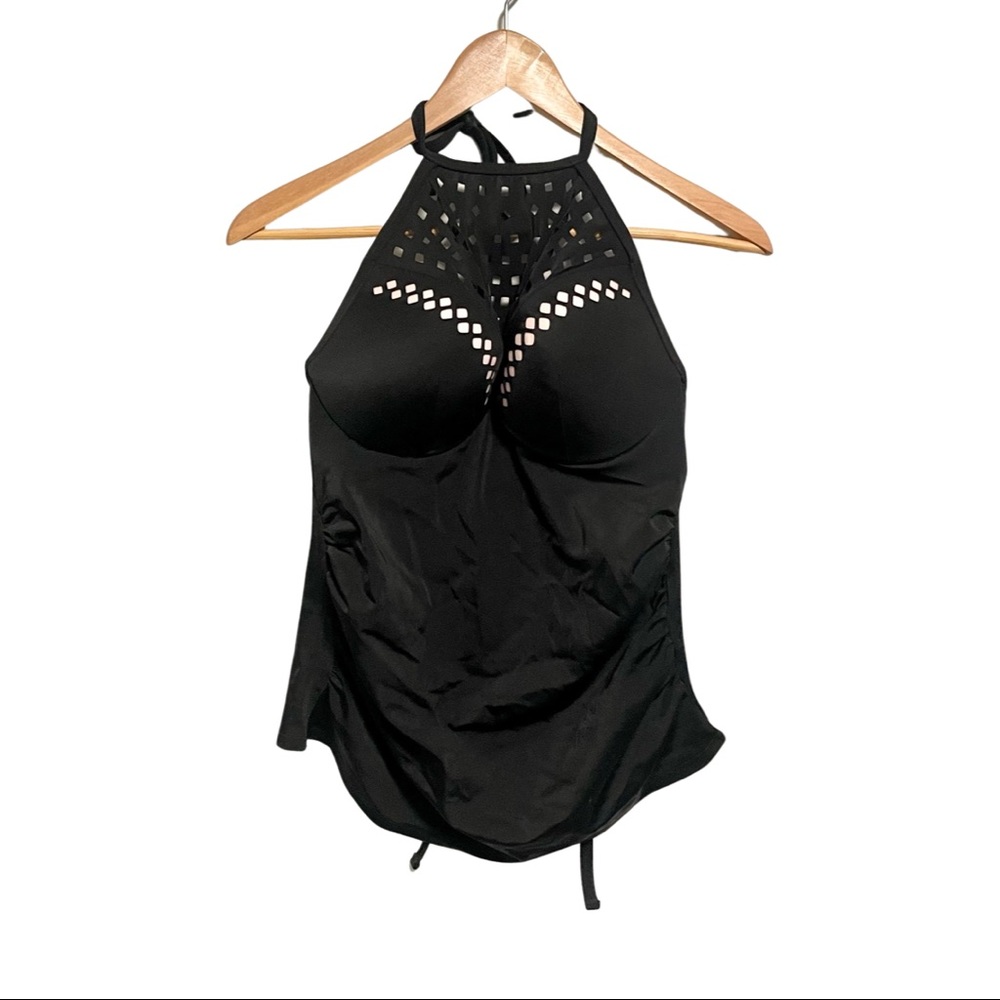 Black High-Neck Women's Swim Tankini Top